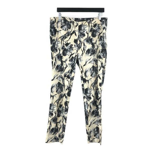 Lafayette 148 New York Beige Black Floral Pants - Picture 1 of 4